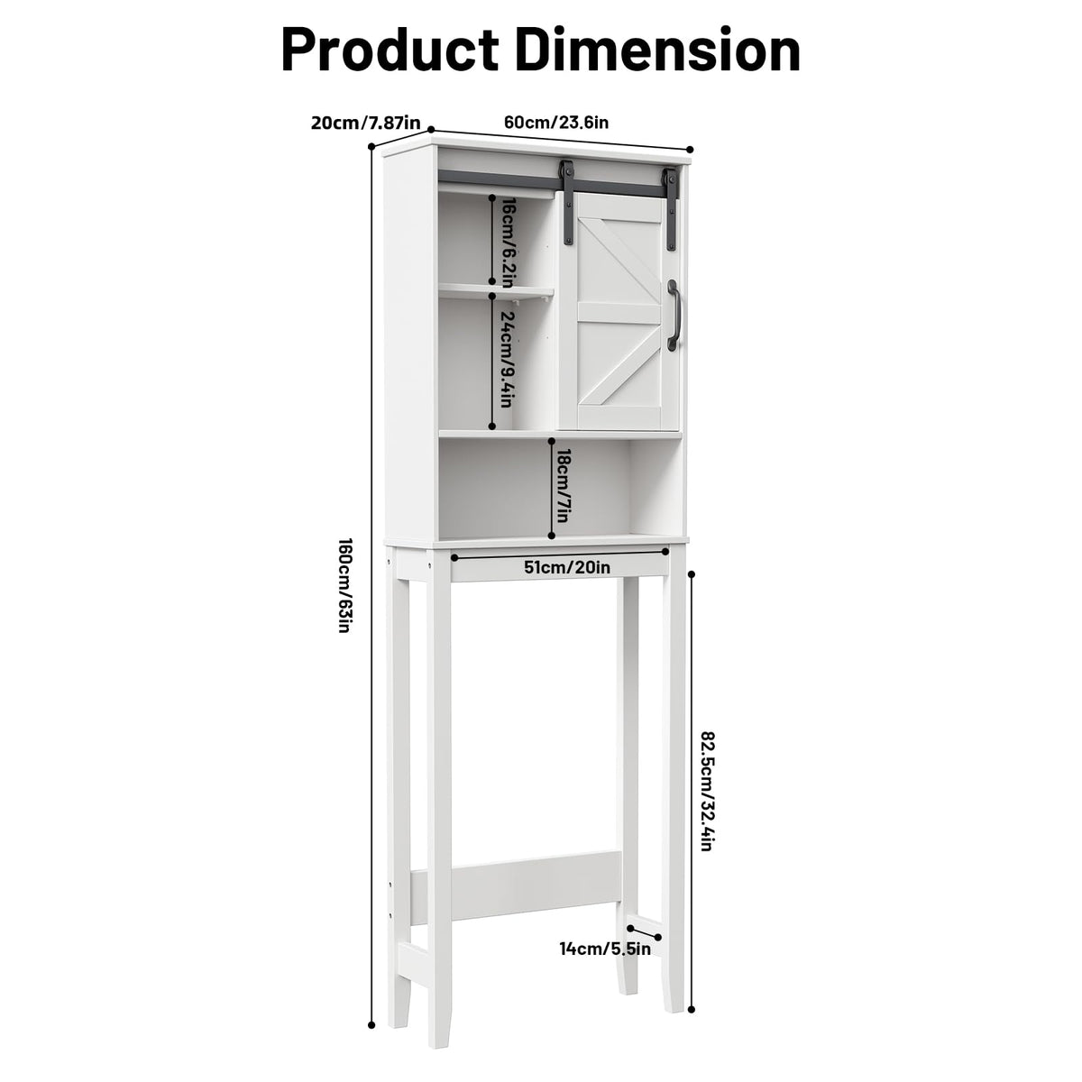 Over The Toilet Storage Cabinet, White P5656