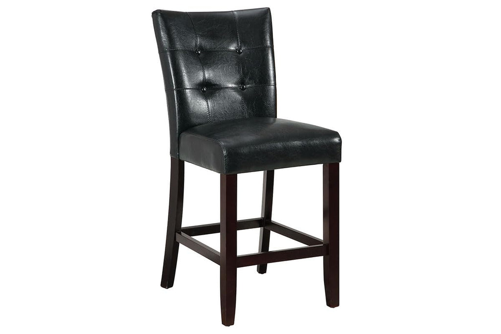 Set of 2 Black Faux Leather Tufted Counter Height Dining Chairs O720