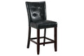 Set of 2 Black Faux Leather Tufted Counter Height Dining Chairs O720