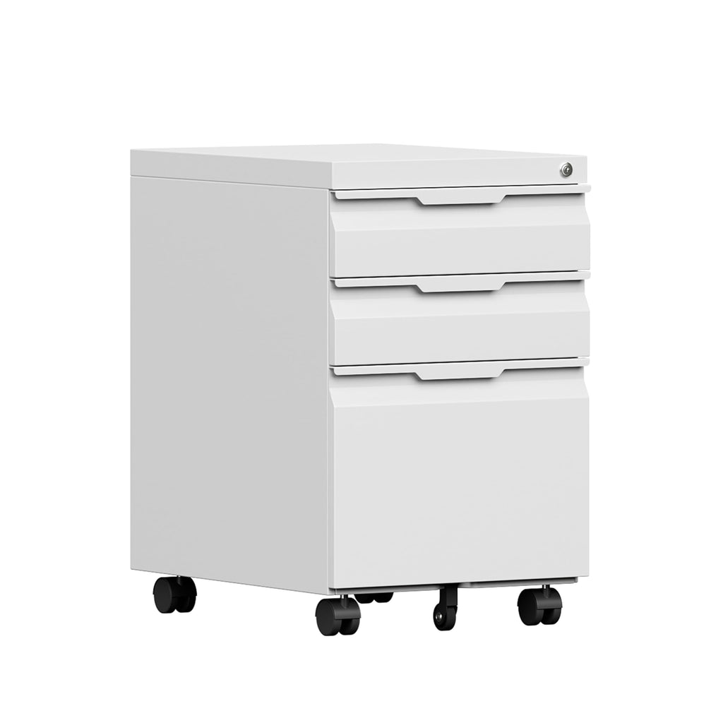 3 Drawer White Metal Mobile File Cabinet X1926