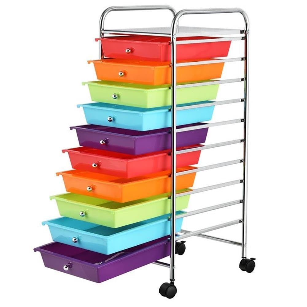 10 Drawer Rolling Storage Cart with Locking Casters K175952