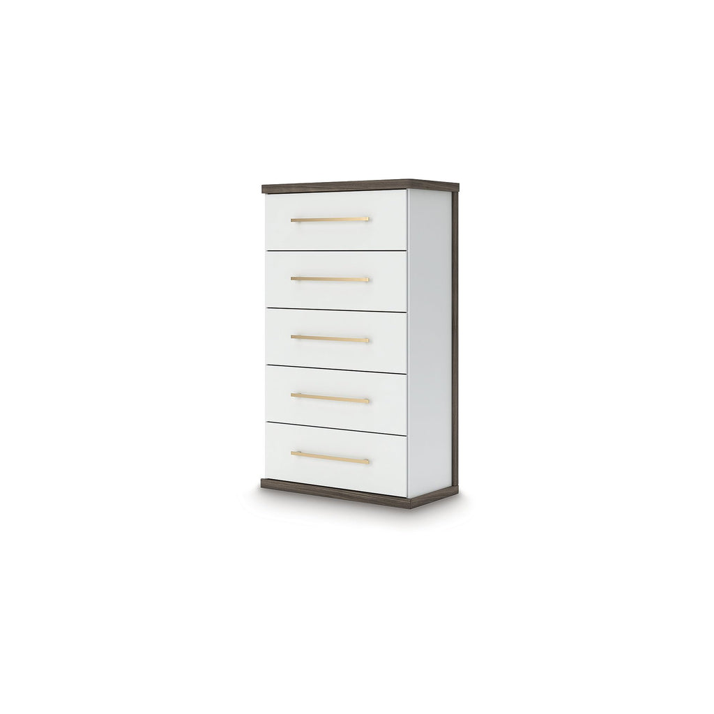 Contemporary 5-Drawer Chest with Walnut Finish T80568