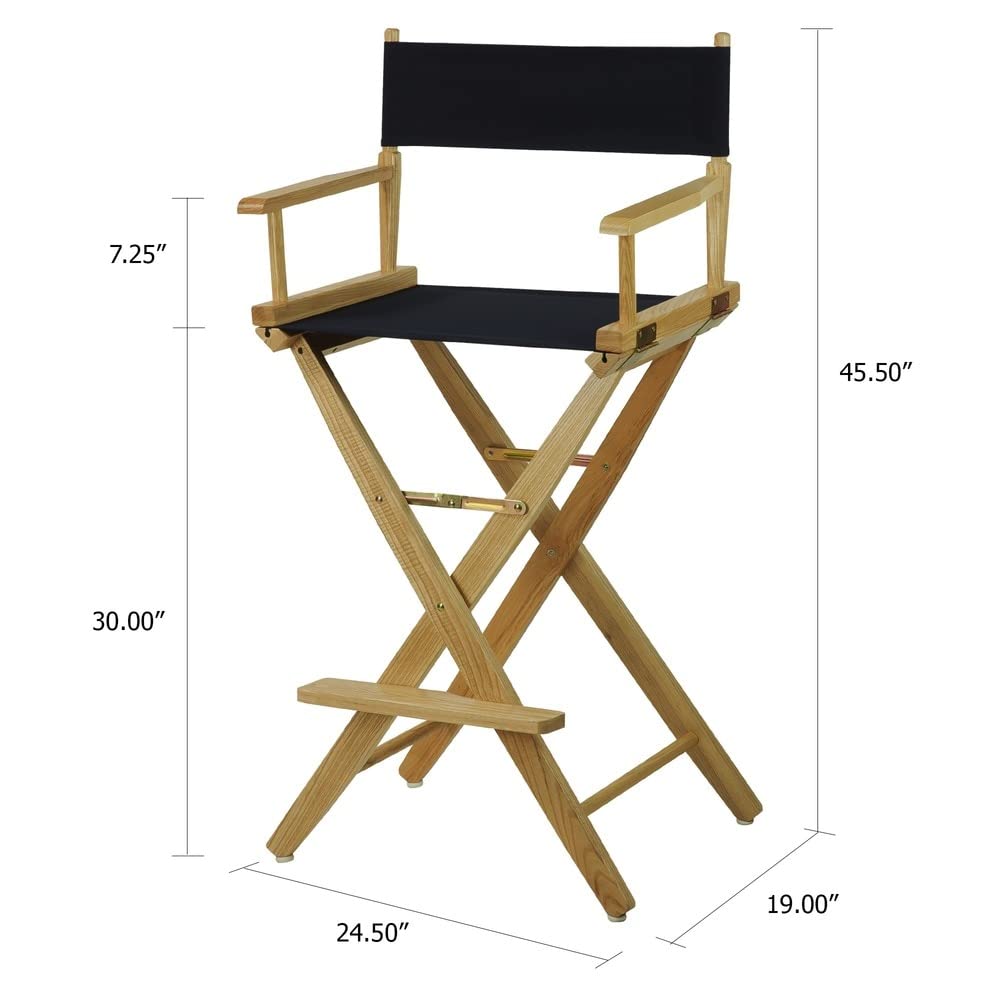 Extra-Wide Bar Height Director's Chair Black Canvas M6772