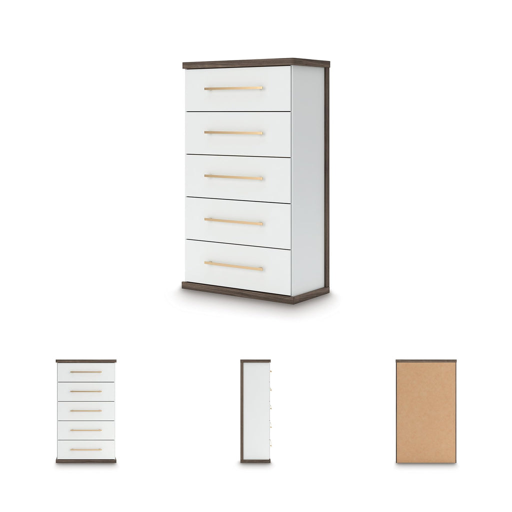 Contemporary 5-Drawer Chest with Walnut Finish T80568