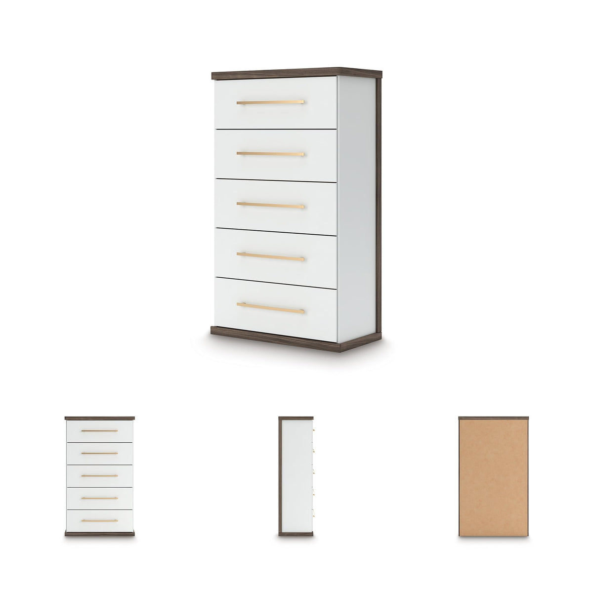 Contemporary 5-Drawer Chest with Walnut Finish T80568