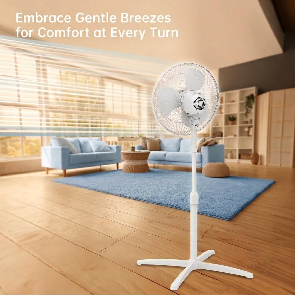 16-inch Oscillating Pedestal Fan with 3-Speed Control, White I906421