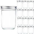 12 Pc 16 oz Wide Mouth Glass Mason Jars with Lids D4211