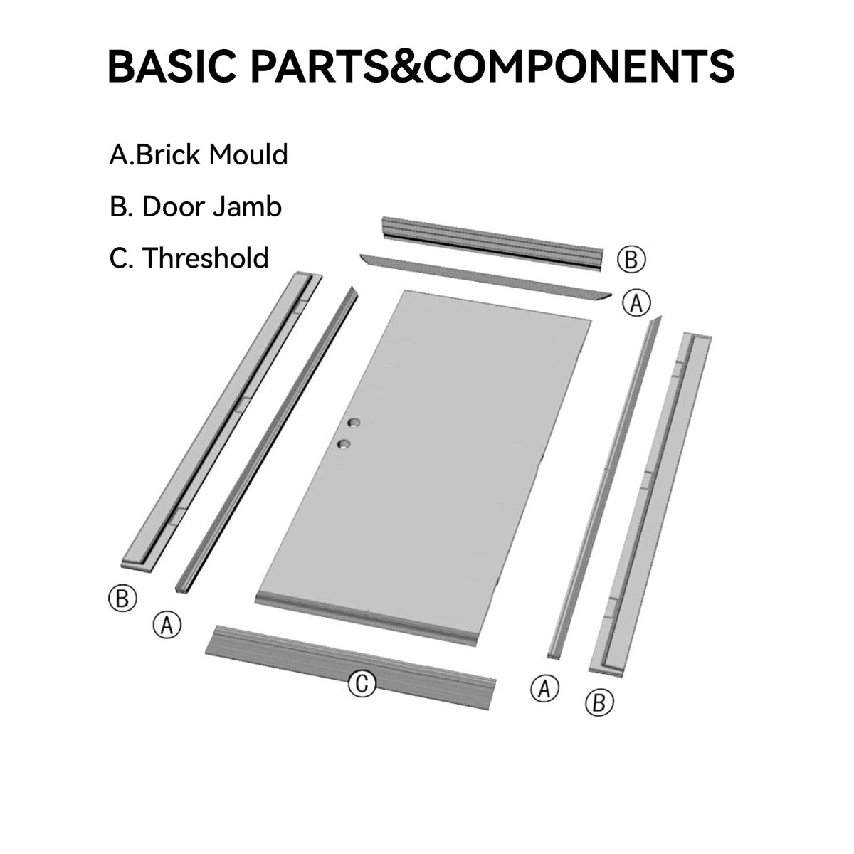 36"x80" Fiberglass Entry Door Frame, 4-9/16 Jamb, Left-Hand Inswing O5373