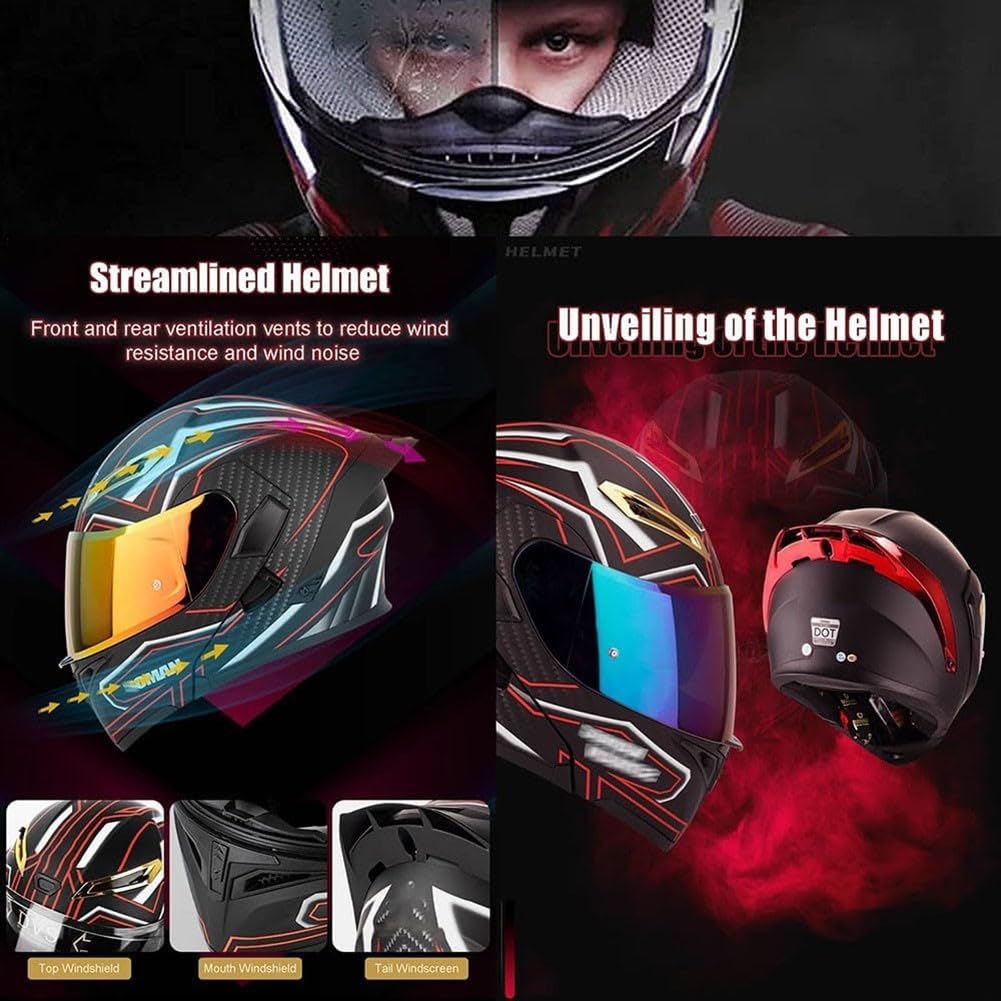 DOT Approved Flip up Full Face Modular Motorcycle Helmet R2419