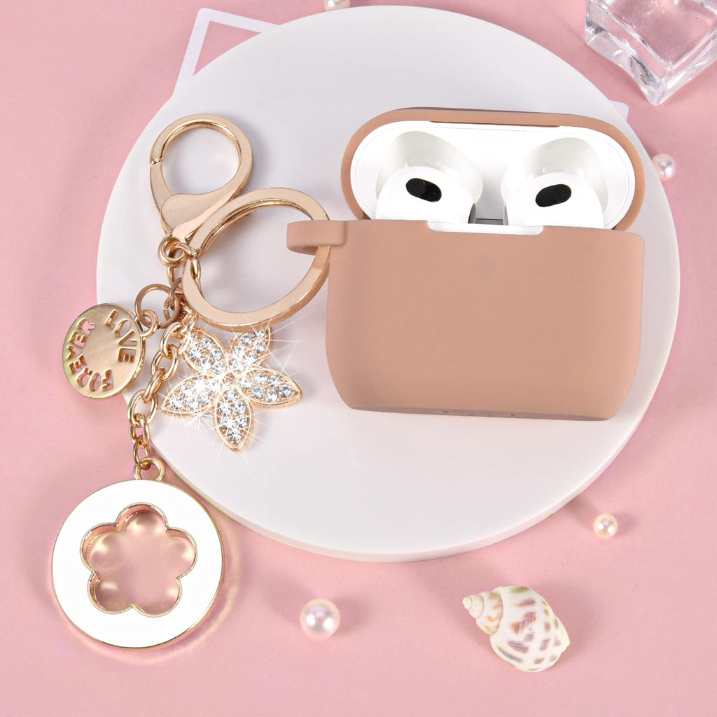 Pink Silicone Earbuds Case with Keychain N2131
