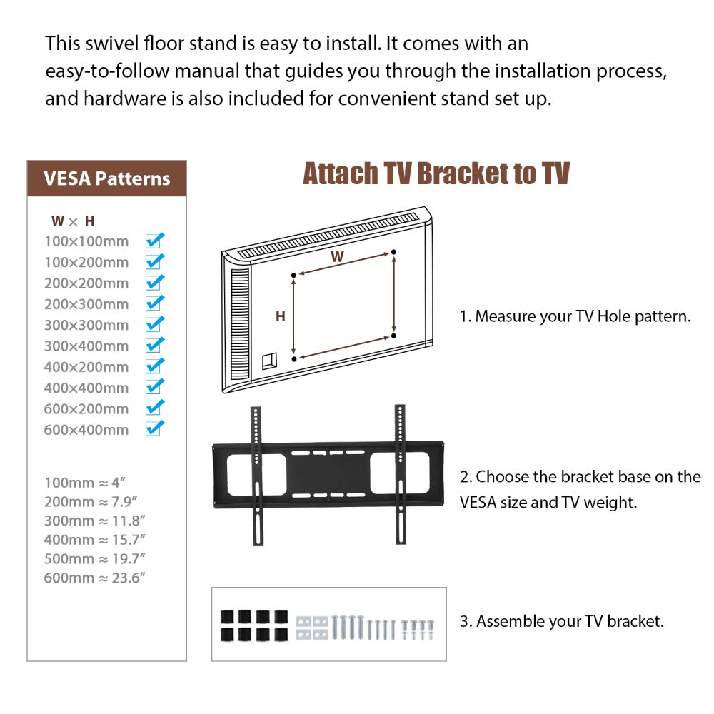 32-65" Swivel TV Stand with 3-Tier Storage and Height Adjustable R430