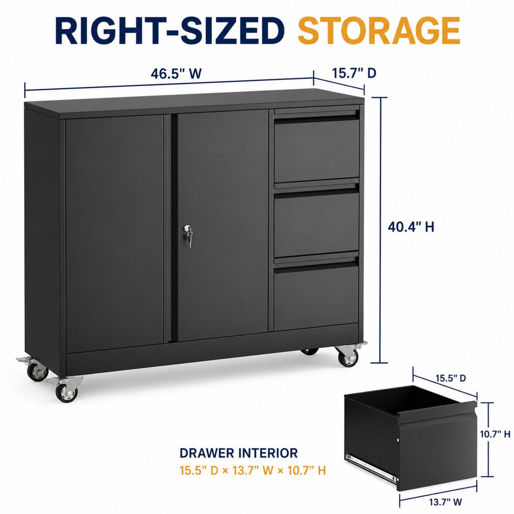 3 Drawer Rolling File Cabinet P18784