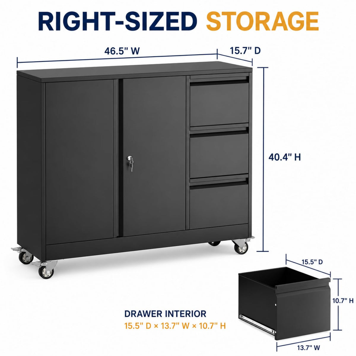 3 Drawer Rolling File Cabinet P18784
