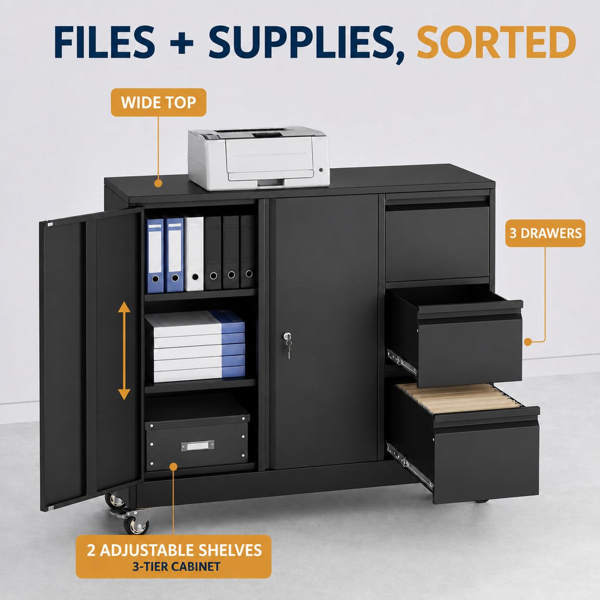 3 Drawer Rolling File Cabinet P18784