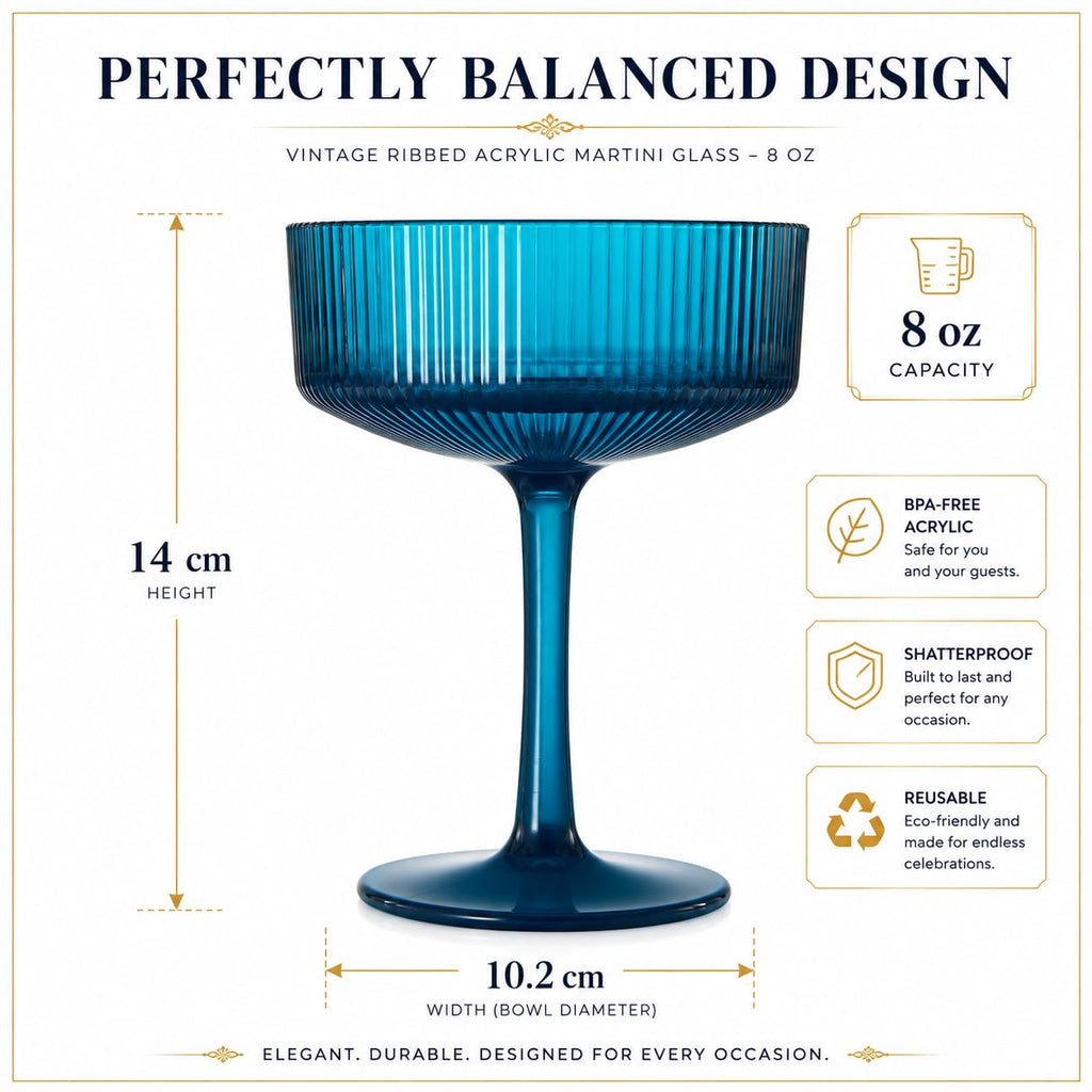Ribbed Acrylic Martini Glasses Set of 6 I172