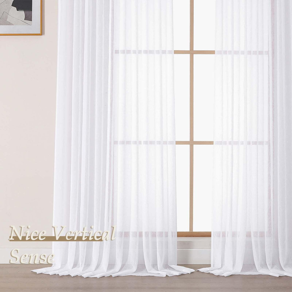 White Sheer Pinch Pleated Curtains 96 Inches 2 Panels X6010