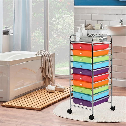 10 Drawer Rolling Storage Cart with Locking Casters K175952