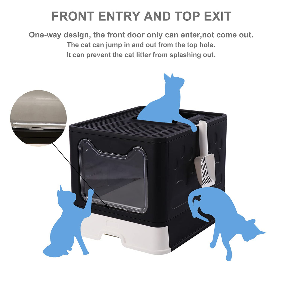 Foldable Large Cat Litter Box with Lid E972