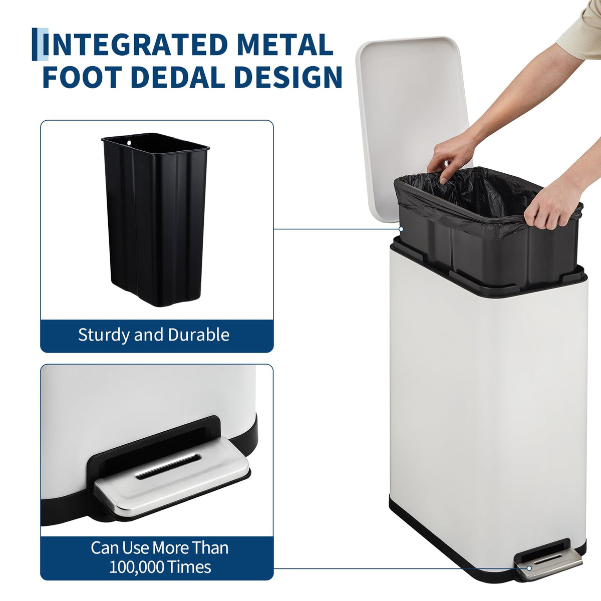 13.2 Gallon Stainless Steel Step Trash Can with Lid M71793