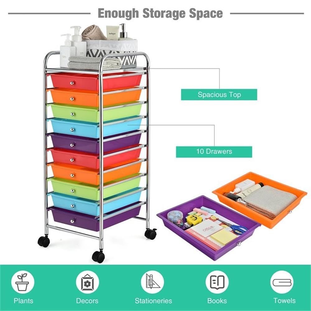 10 Drawer Rolling Storage Cart with Locking Casters K175952