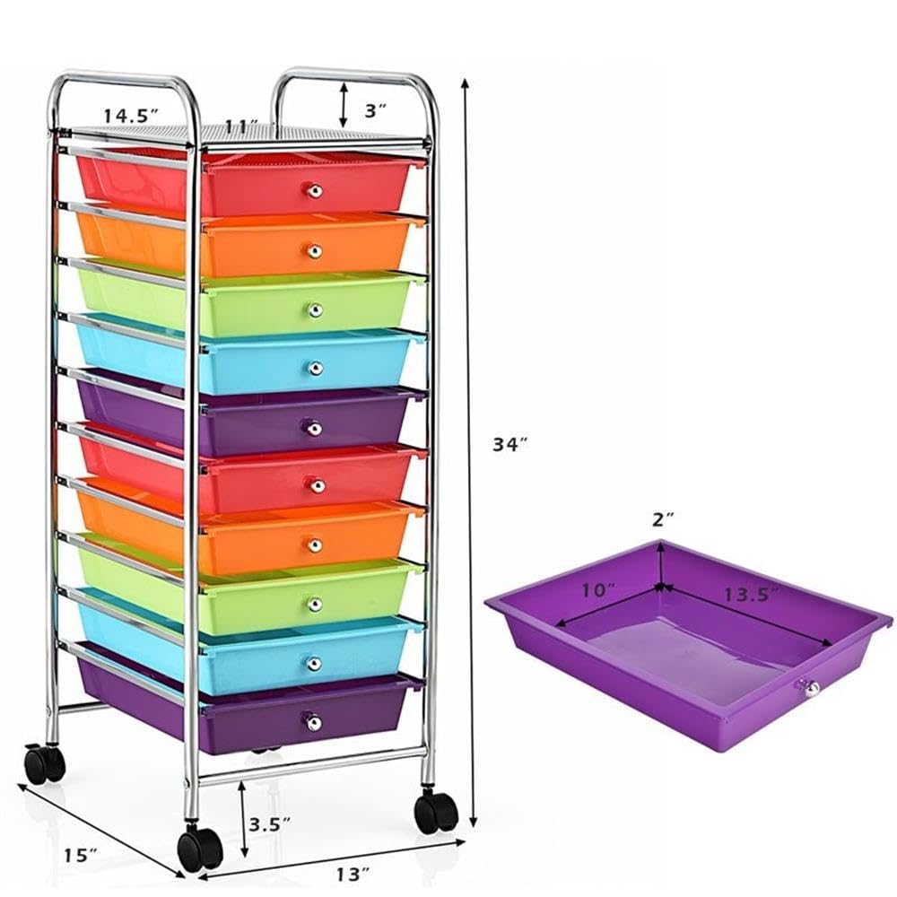 10 Drawer Rolling Storage Cart with Locking Casters K175952