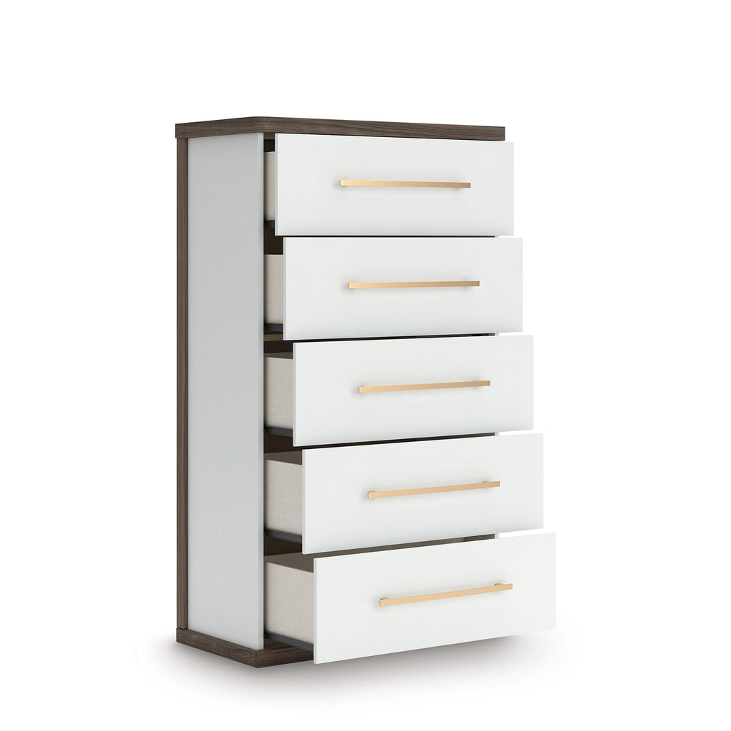 Contemporary 5-Drawer Chest with Walnut Finish T80568