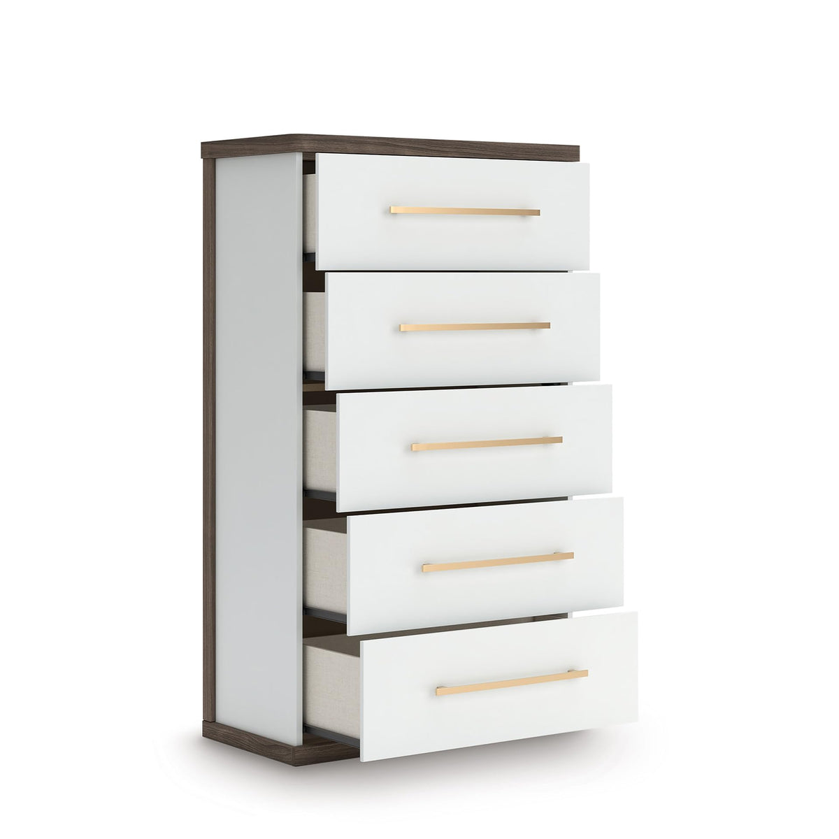 Contemporary 5-Drawer Chest with Walnut Finish T80568