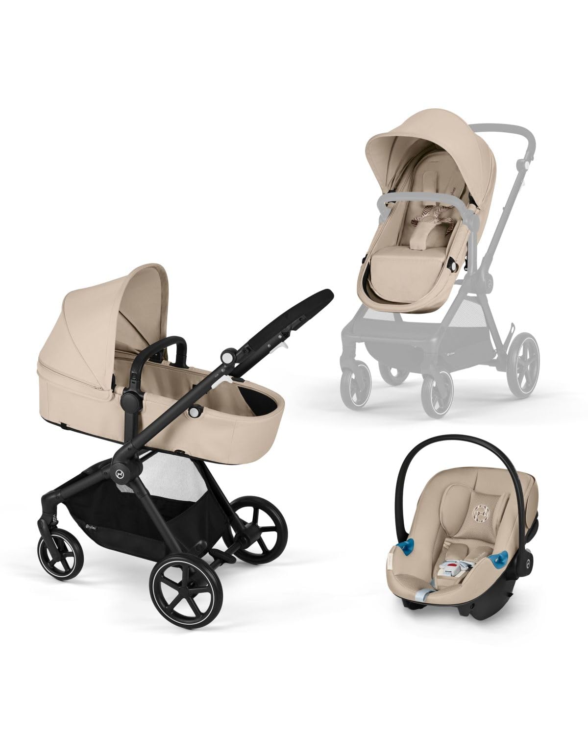 2-in-1 Baby Stroller + Car Seat Combo Almond Beige L5465