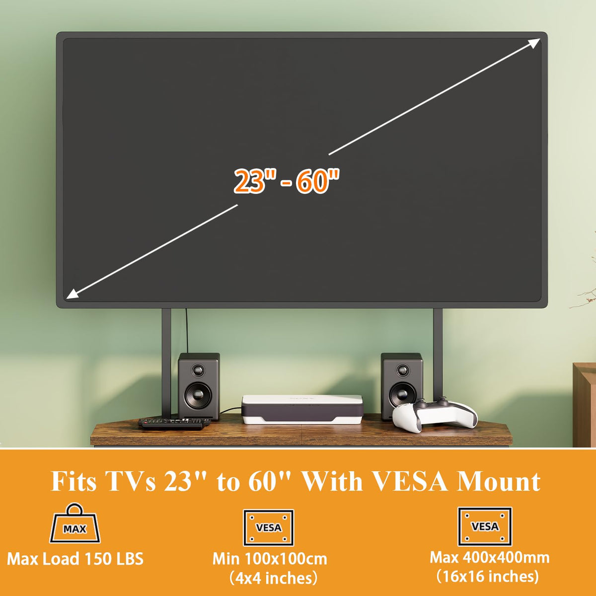23" to 60" Corner TV Stand with Mount and Storage Shelves Y2587
