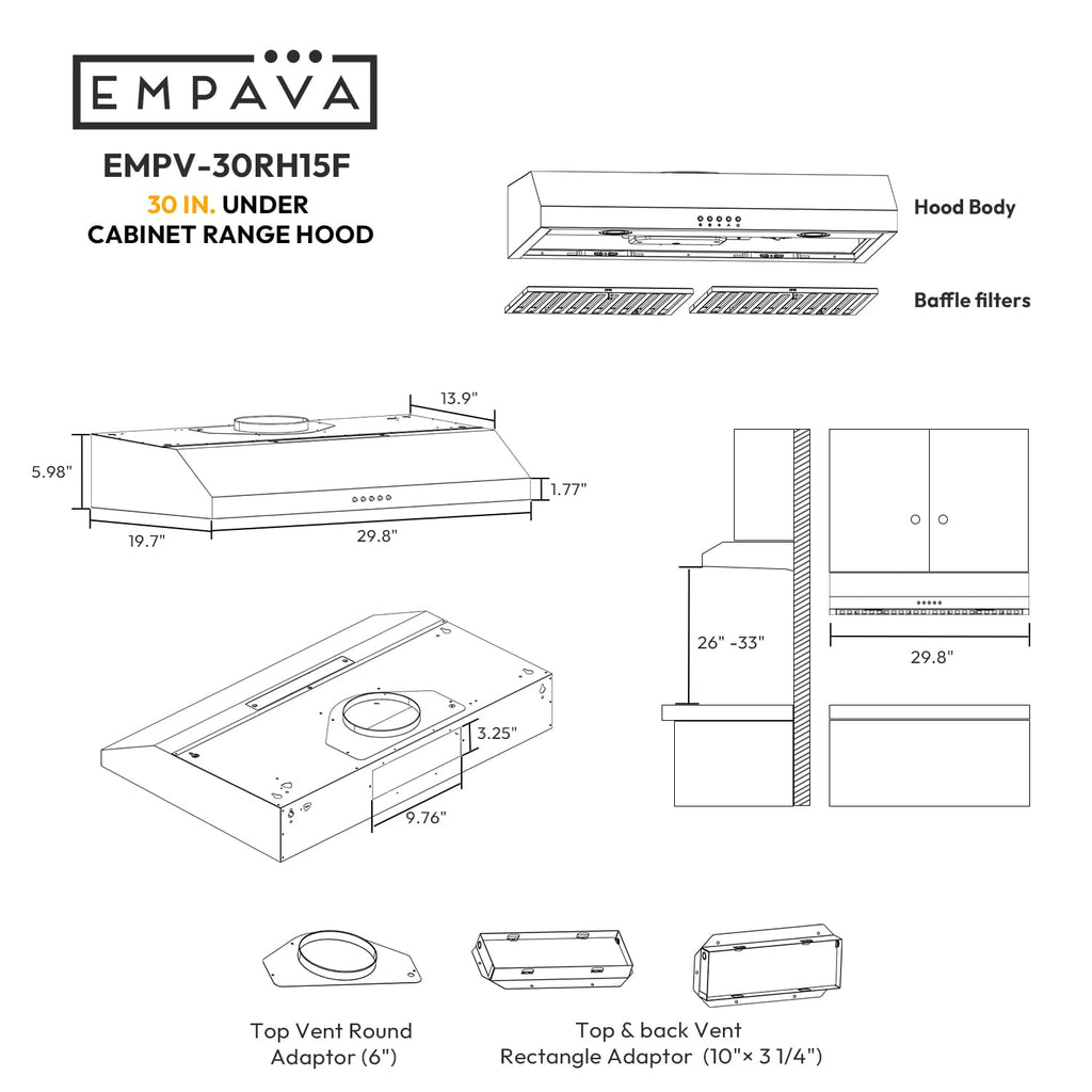 Ductless Under Cabinet Range Hood 30 Inch M868