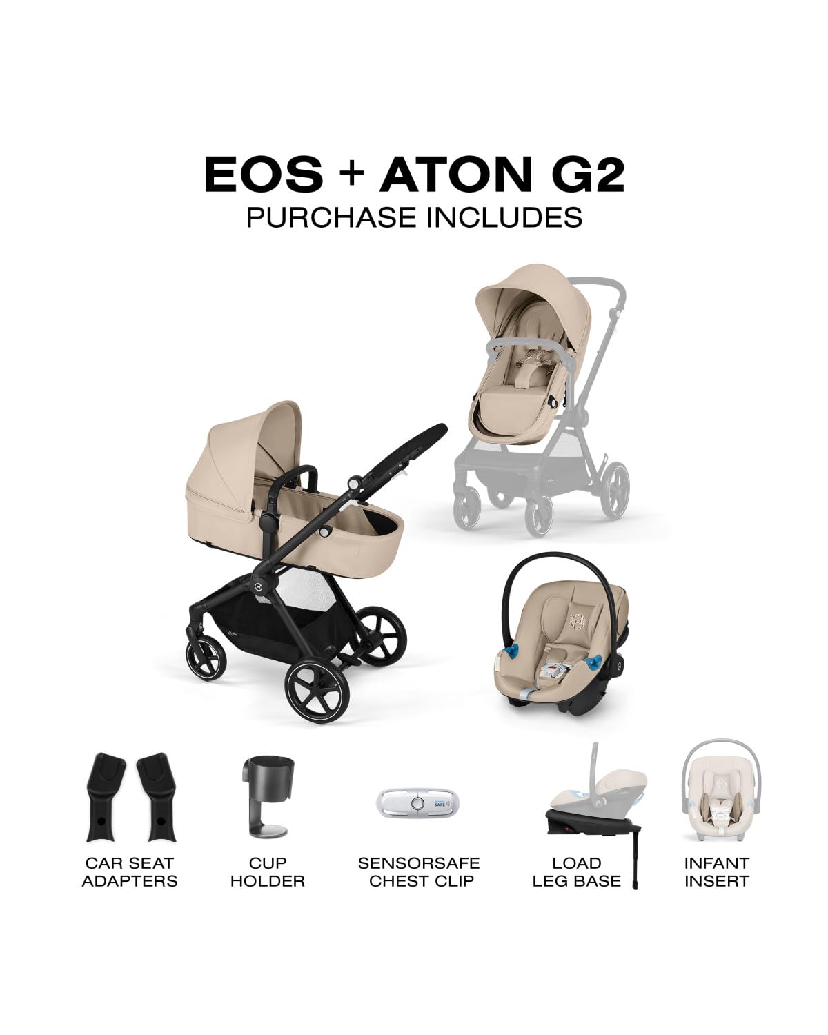 2-in-1 Baby Stroller + Car Seat Combo Almond Beige L5465