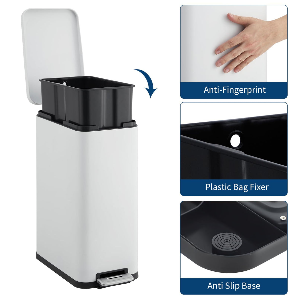 13.2 Gallon Stainless Steel Step Trash Can with Lid M71793
