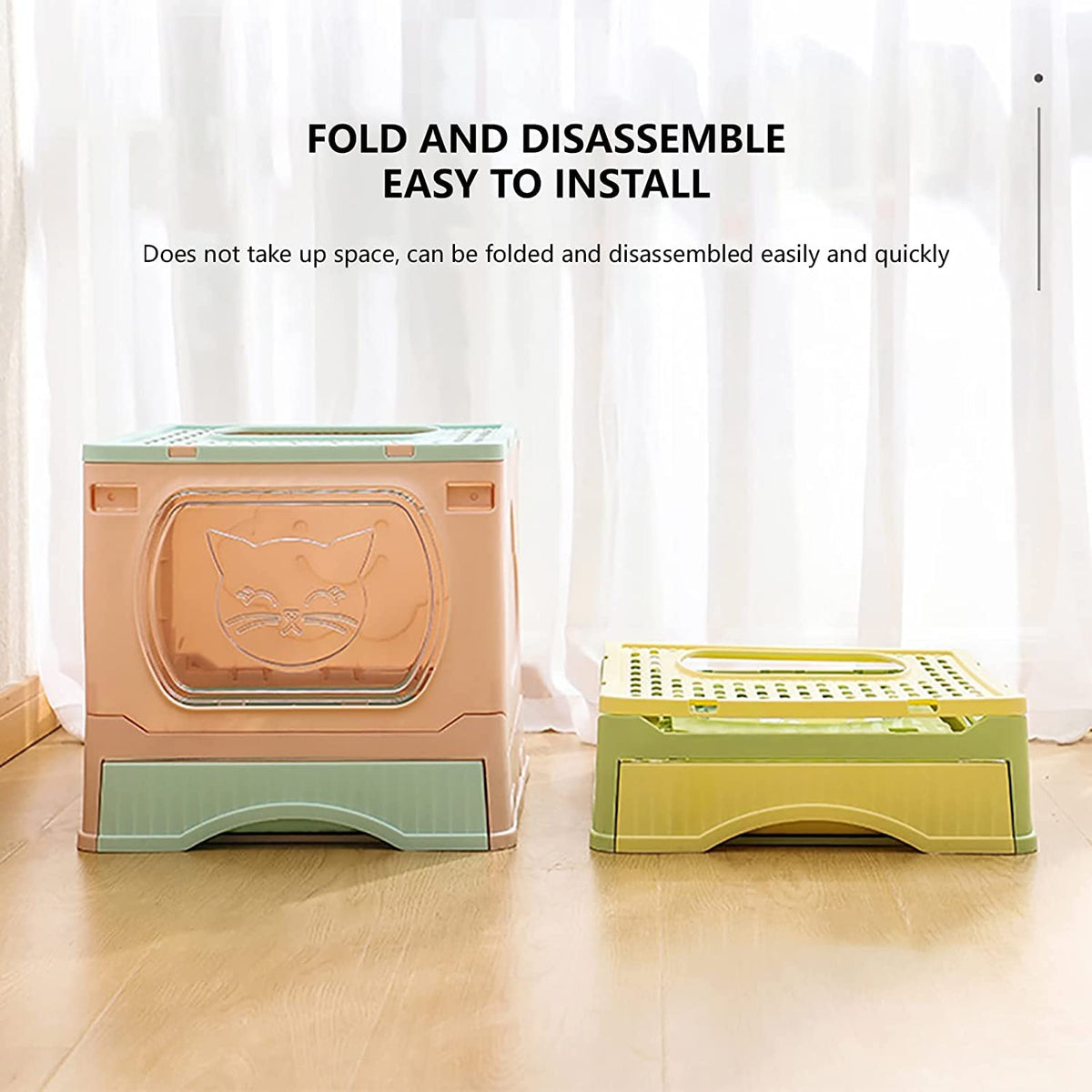 Foldable Top Entry Cat Litter Box with Lid and Scoop G891652