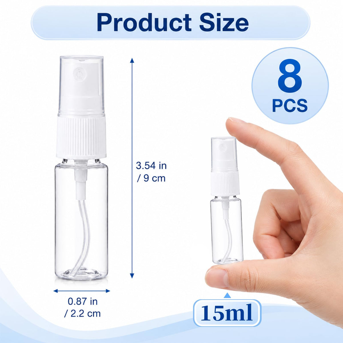 8 Pcs 0.5 Oz Fine Mist Travel Spray Bottles E14304