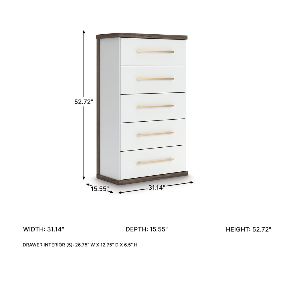 Contemporary 5-Drawer Chest with Walnut Finish T80568