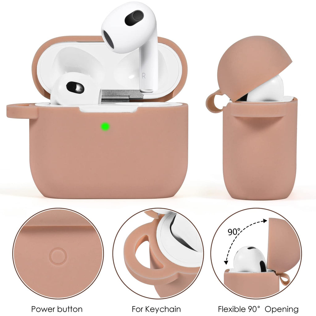 Pink Silicone Earbuds Case with Keychain N2131