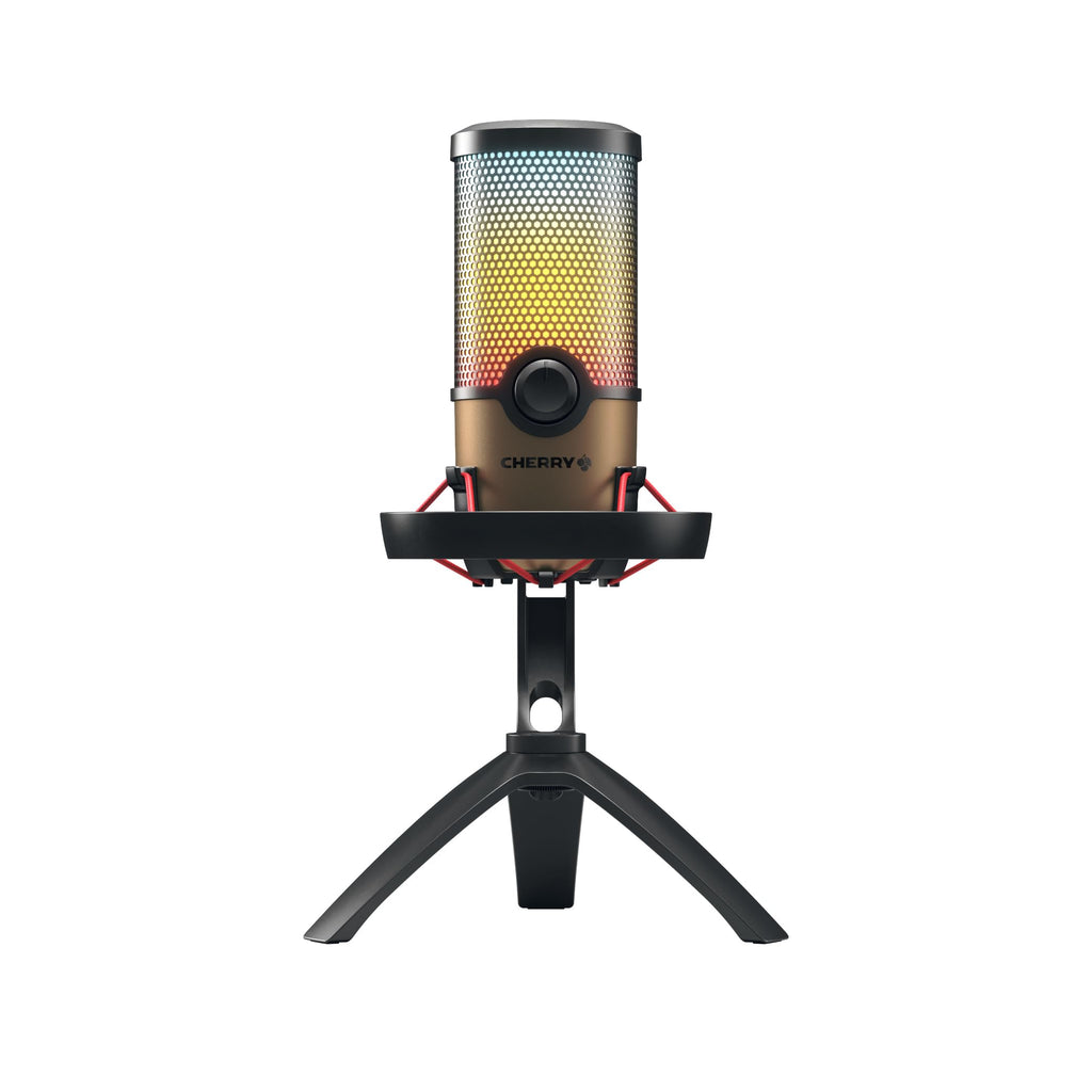 USB Microphone with RGB Lighting, 4 Polar Patterns, Black/Copper Z318298