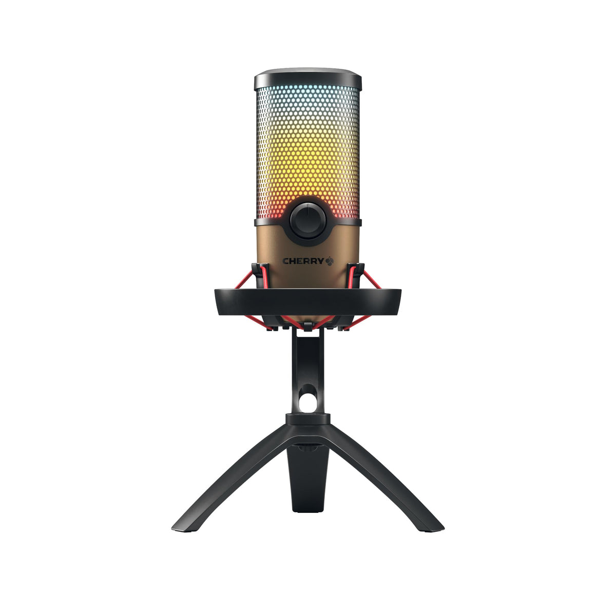 USB Microphone with RGB Lighting, 4 Polar Patterns, Black/Copper Z318298