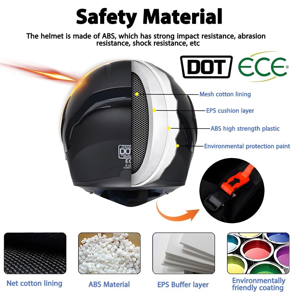 DOT Approved Flip up Full Face Modular Motorcycle Helmet R2419