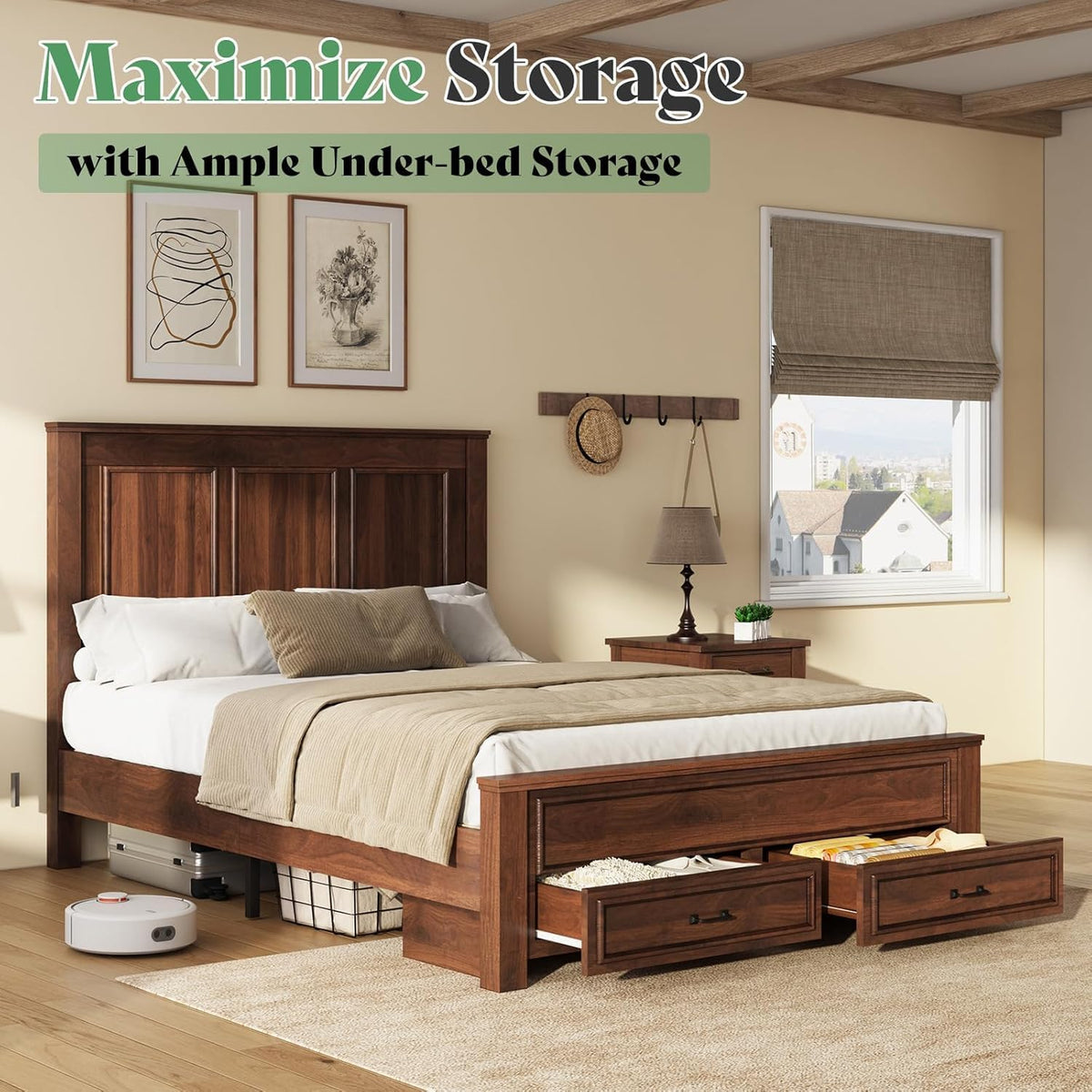 52.2" Full Size Farmhouse Bed Frame with Headboard Y769