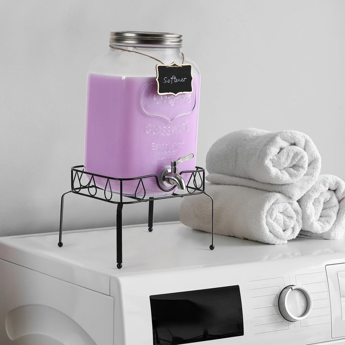 2 Gallon Glass Beverage Dispenser with Stand and Lid N516