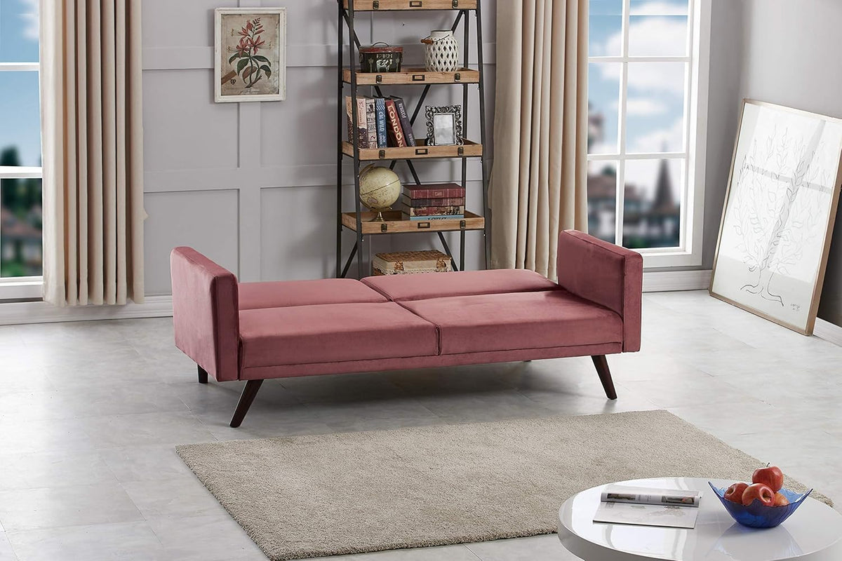 72 Inch Velvet Convertible Futon Sofa Bed with Reclining Backrest W4930