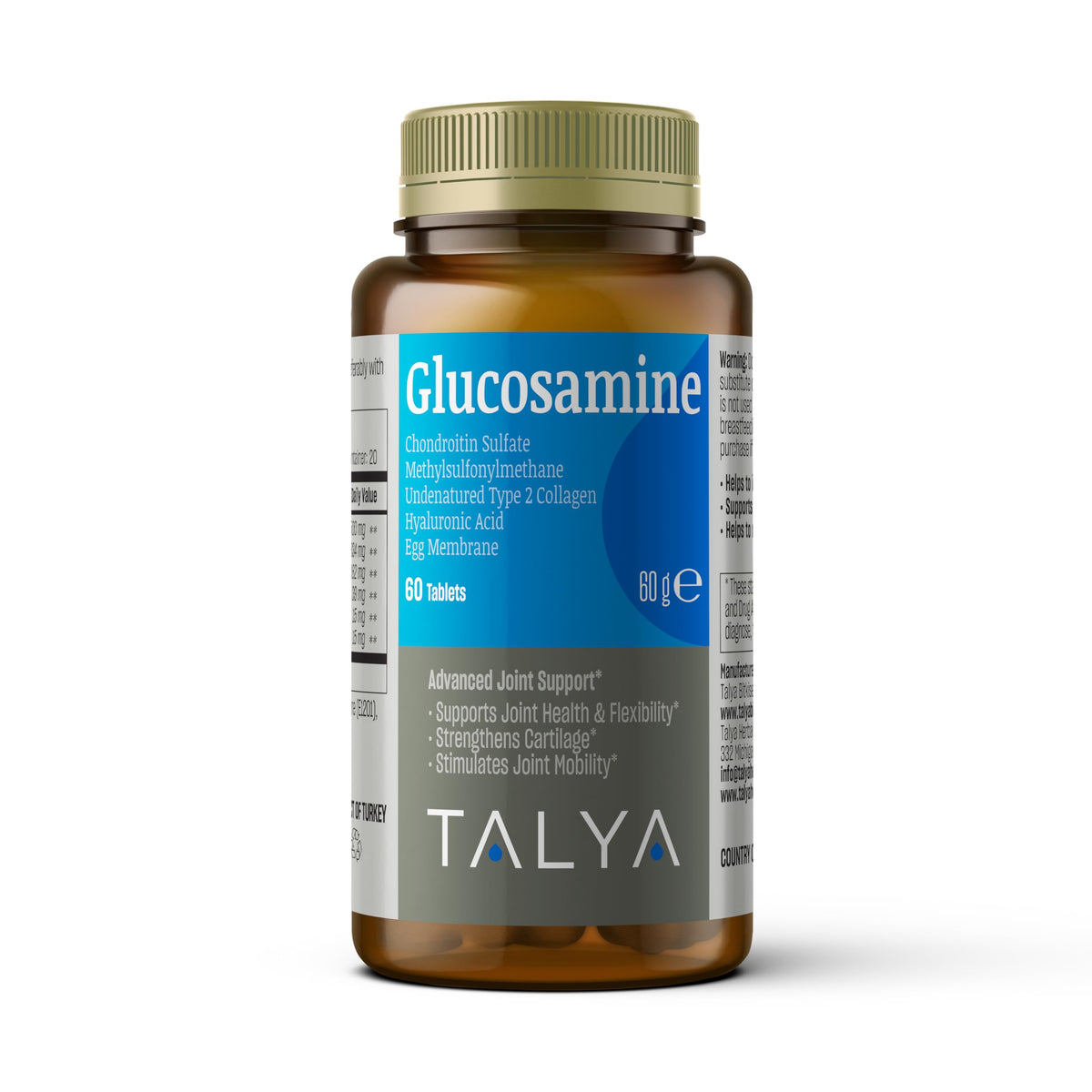 Glucosamine 1500 mg with Chondroitin MSM Collagen 60 Tablets E118
