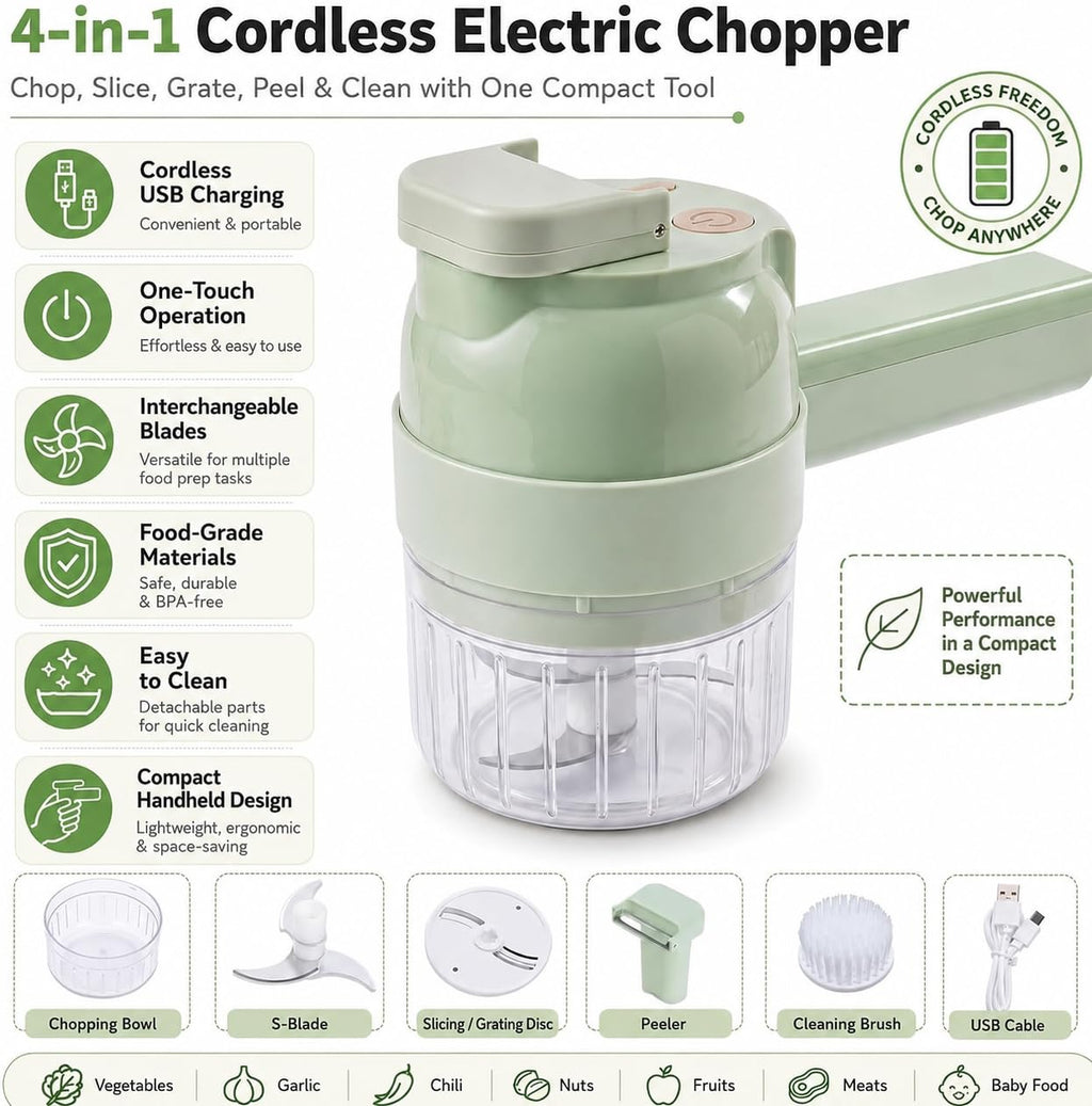4 in 1 Handheld Electric Vegetable Chopper W2646