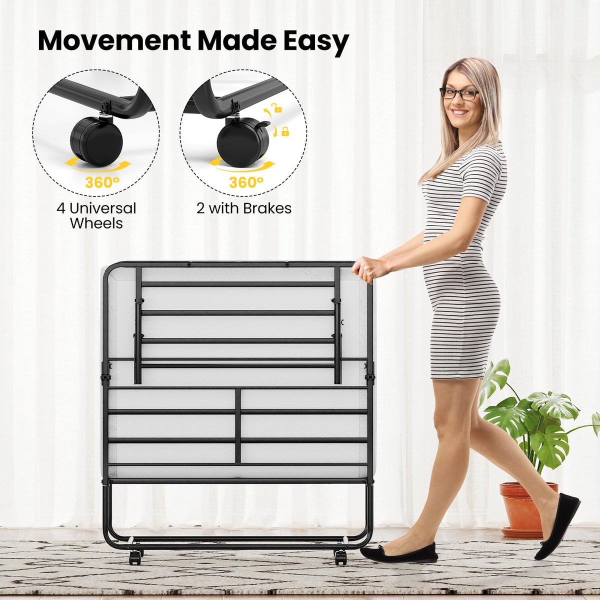 Twin Folding Bed with Memory Foam Mattress J10142