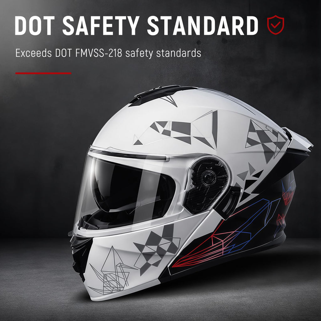 DOT Approved Flip Up Full Face Dual Visor Motorcycle Helmet C21325