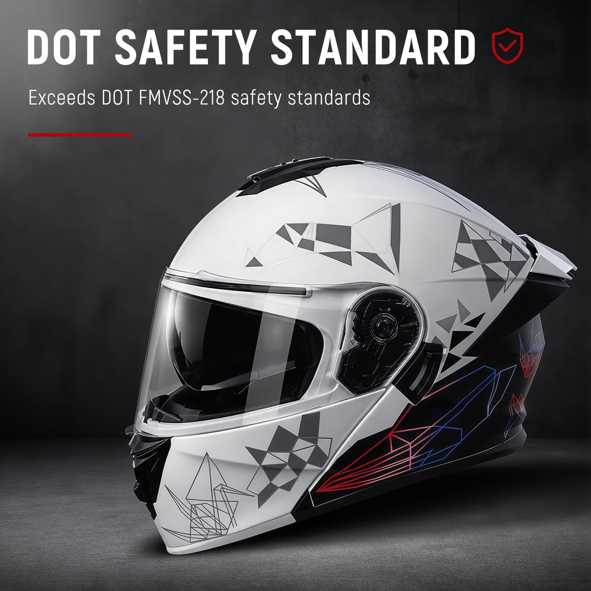 DOT Approved Flip Up Full Face Dual Visor Motorcycle Helmet C21325