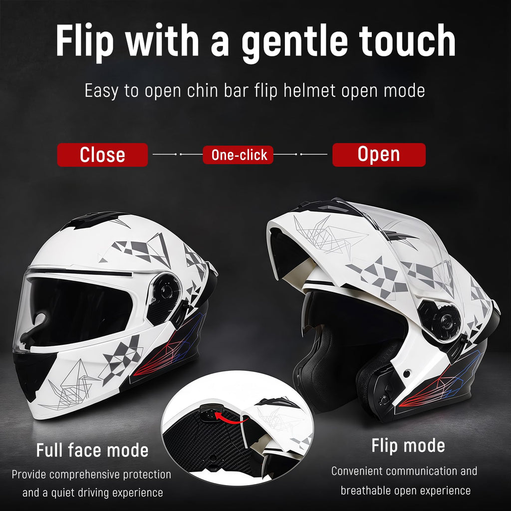 DOT Approved Flip Up Full Face Dual Visor Motorcycle Helmet C21325