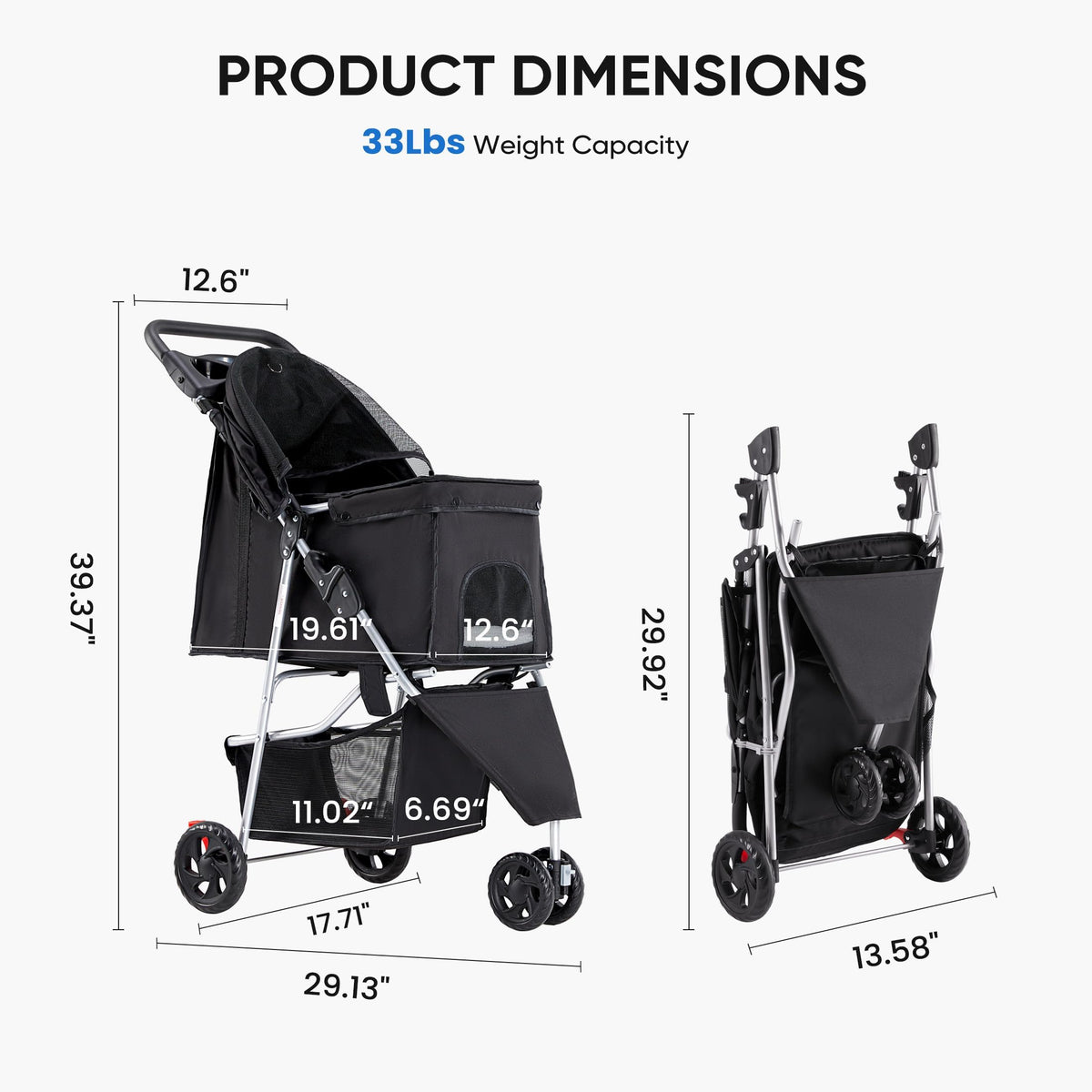 Foldable 3 Wheel Pet Stroller A636641