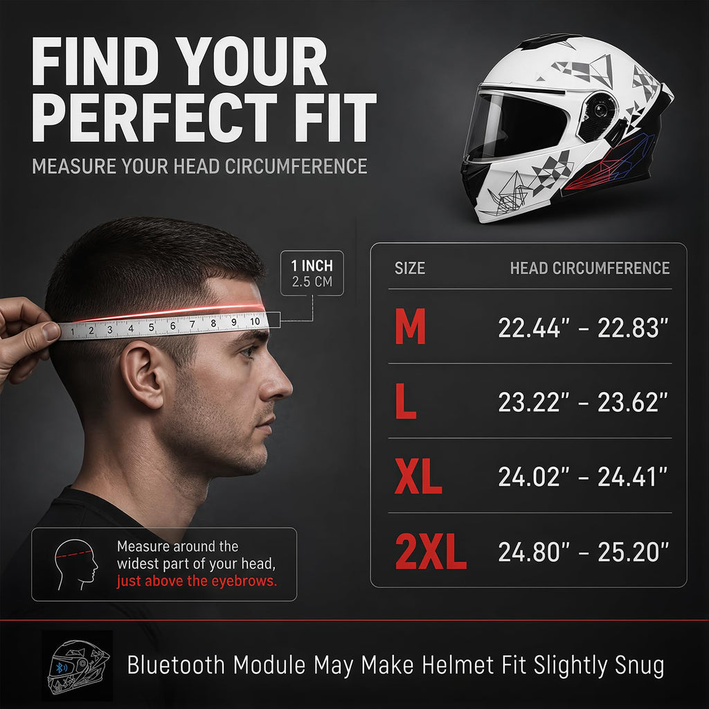 DOT Approved Flip Up Full Face Dual Visor Motorcycle Helmet C21325